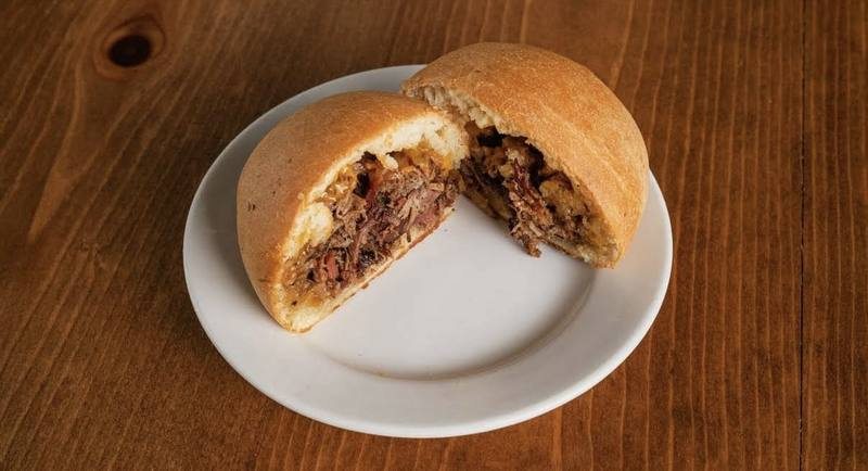 Texas brisket kolache on a plate